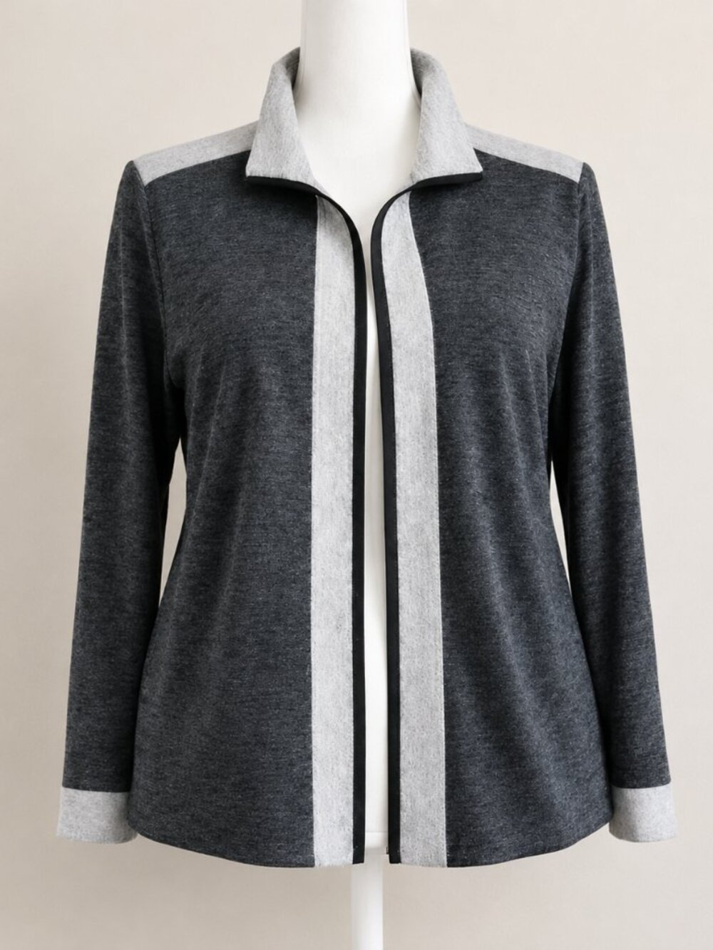 Misook Grey Knit Open Front Cardigan Jacket 3X Wrinkle Resistant Workwear